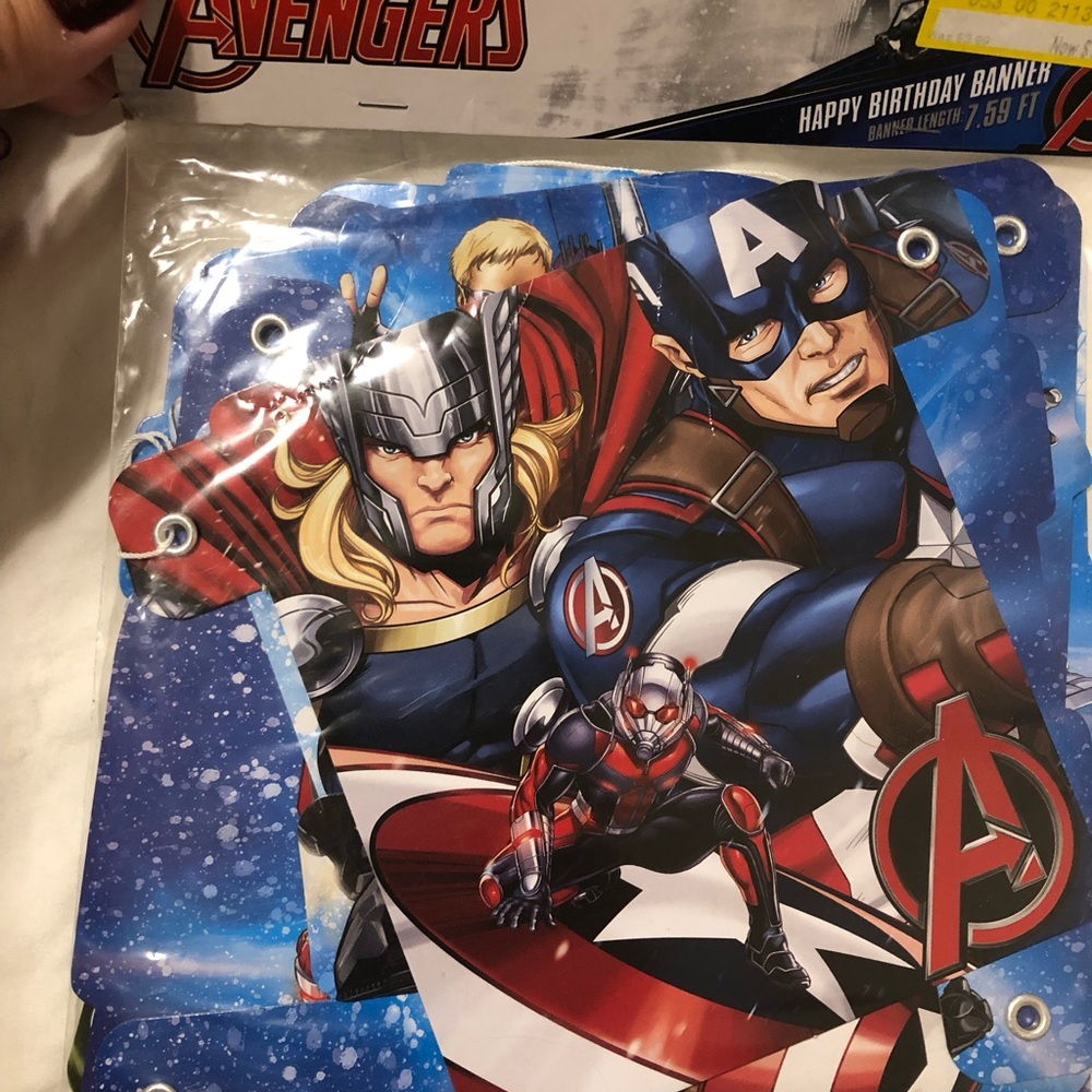 Avenger Superhero Party Banner - Blue, Red, and White